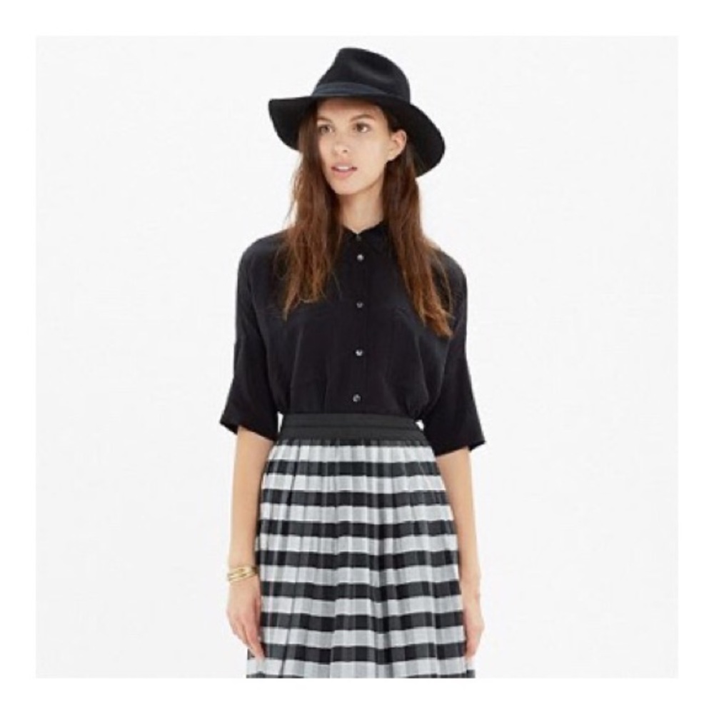 Madewell Silk Courier Shirt Black XXS